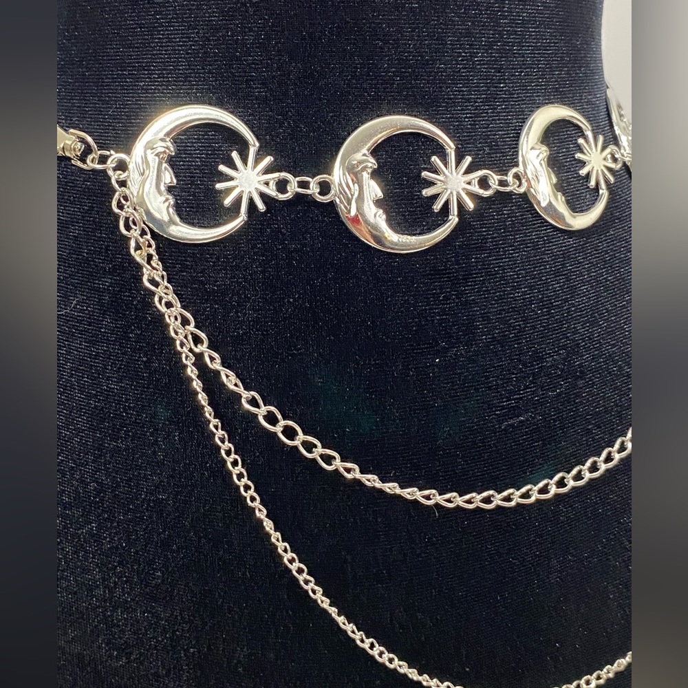 Celestial Crescent Moon Multi Layer Chain Stateme… - image 2